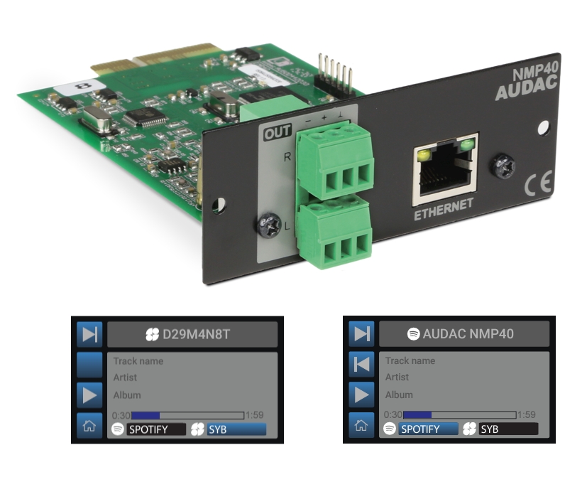 Audac_NMP40_Spotify_Modul_Audioplayer_88-460-02173 Multiroom Streaming Steckmodul NMP40 für Spotify Streaming zu XMP44 Basisgerät