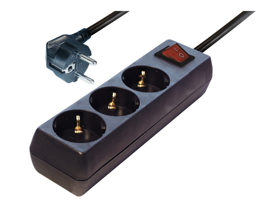 3fach-Steckdose_Schwarz_mit_Netzschalter_39-849-00175 Steckdose 3-fach Steckdosenleiste mit Netzschalter Schwarz