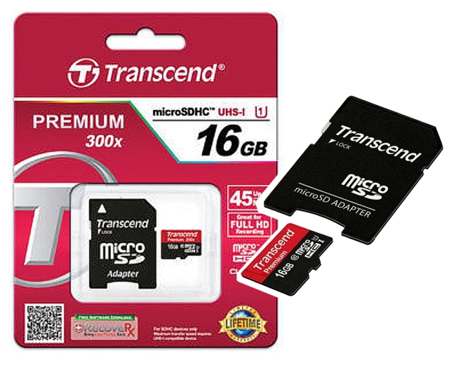 16gb-transcend-sdhc-64-520-00722 16GB SD Karte Micro SDHC Speicherkarte mit SD-Adapter Class10