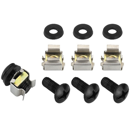 85-752-00135-Kaefigmutter-schwarz Käfigmutter M6 4er-Pack für 483mm 19zoll Technik