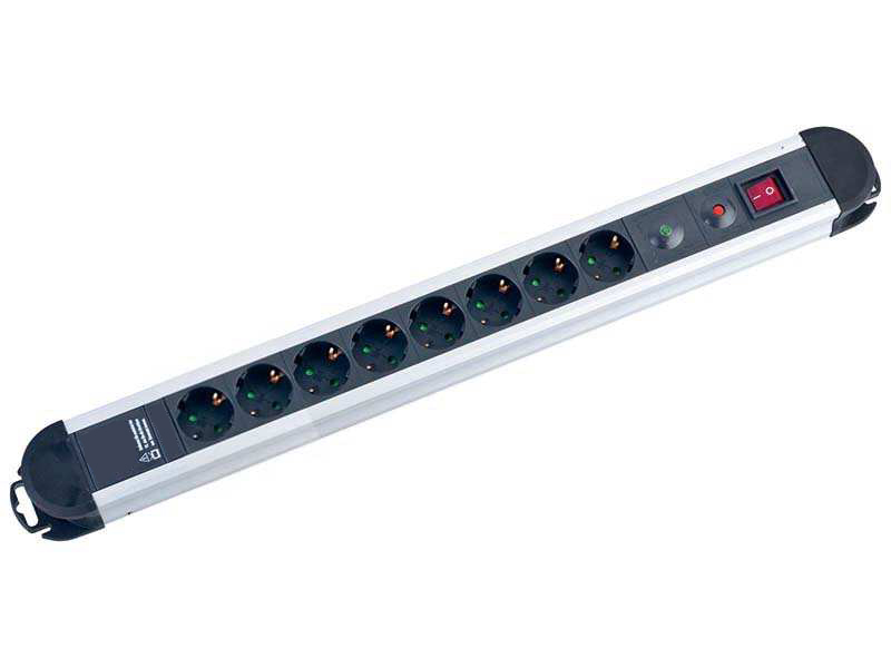 8fach_ALU_Steckdose_B12_91-787-00085 Steckdose 8-fach Steckdosenleiste schraubbar mit Überspannung Schutz Blitzschutz ALU