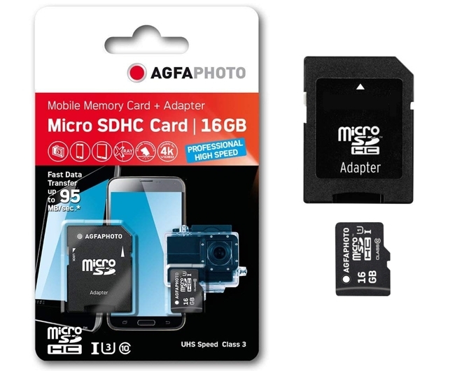 16GB_SD-Karte_AGFA_64-520-00721 16GB SD Karte Micro SDHC Speicherkarte mit SD-Adapter Class10