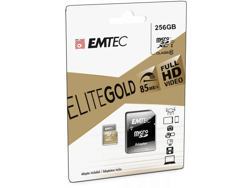 256gb_microsd_emtec_64-520-01012 256GB SD Karte Micro SDXC Speicherkarte GOLD mit SD-Adapter Class10