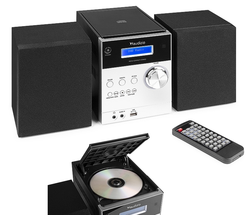Musikanlage_Audizio_Metz_B0_88-830-02180 Musikanlage CD USB MP3 Bluetooth DAB+ UKW Radio 2x30W mit Boxen