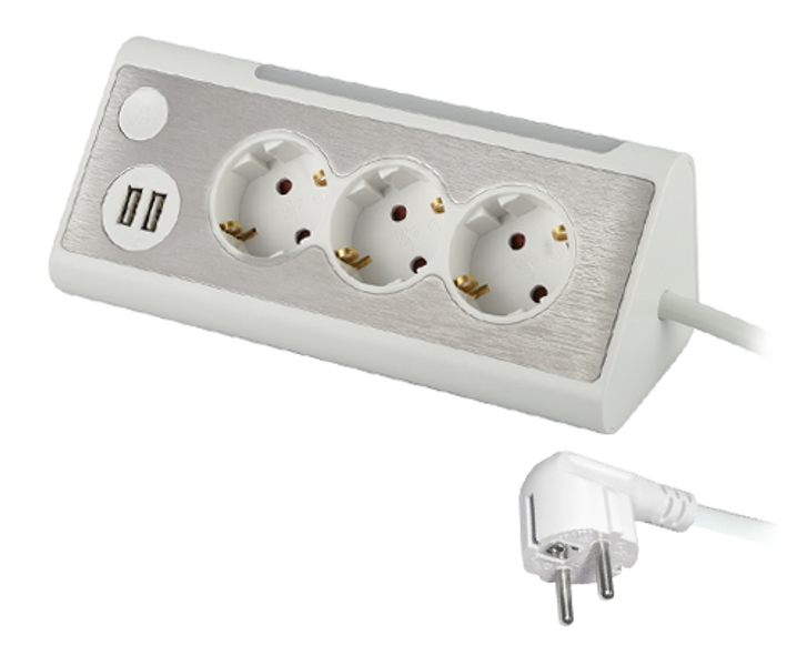 Kuechensteckdose_mit_Licht_und_USB_39-849-00910 Steckdose 3-fach Steckdosenleiste Weiss mit USB Netzteil und LED Leuchte