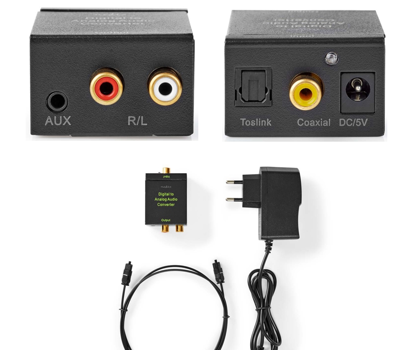 Medienkonverter Audiowandler Toslink auf Klinkenbuchse für Kopfhörer und Stereo-Cinchbuchsen AUX Medienkonverter Audiowandler Toslink auf Klinkenbuchse für Kopfhörer und Stereo-Cinchbuchsen AUX