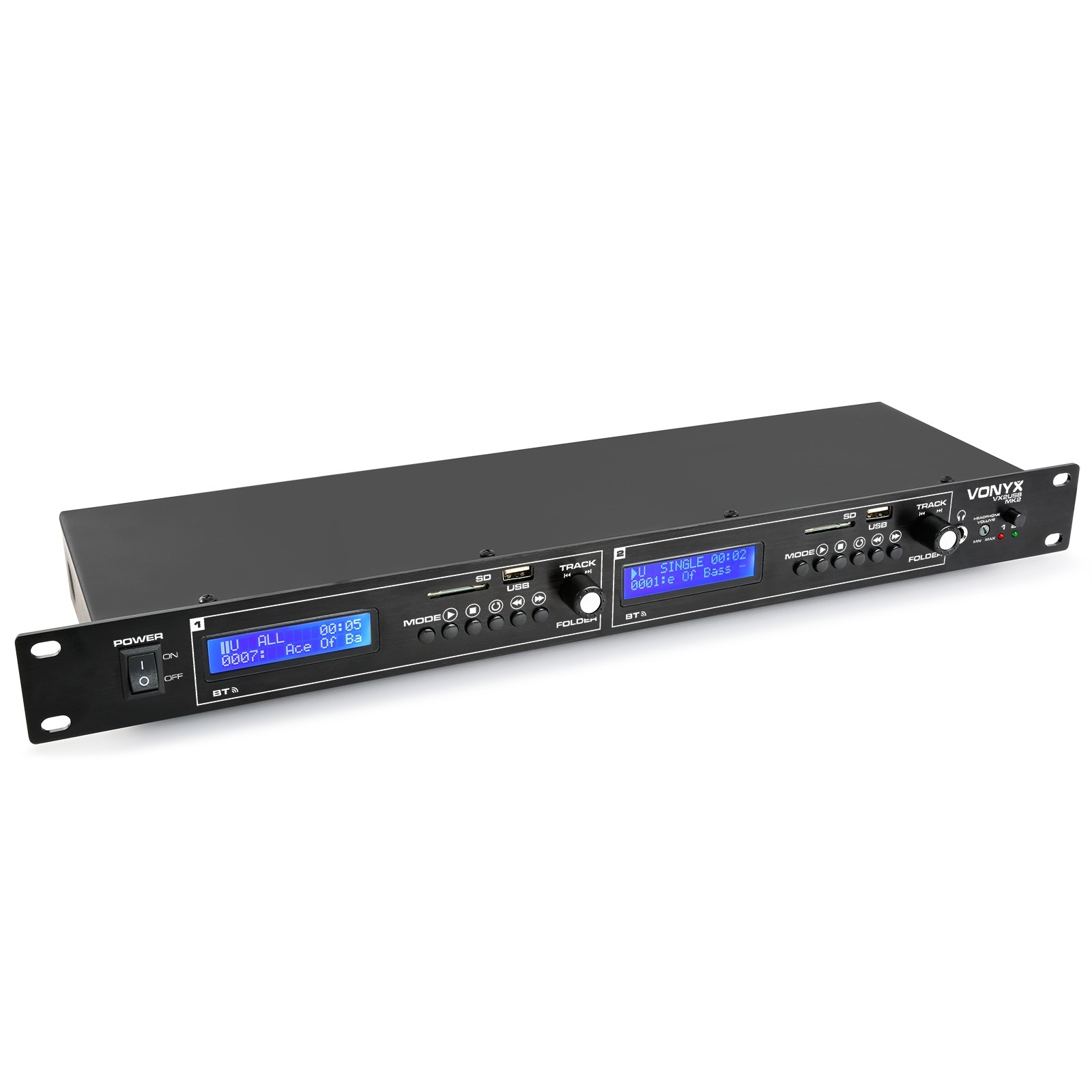 2-fach Player 2x Bluetooth 2x USB-Player MP3 Player  1HE Rackeinbau Zuspieler 2-fach Player 2x Bluetooth 2x USB-Player MP3 Player  1HE Rackeinbau Zuspieler