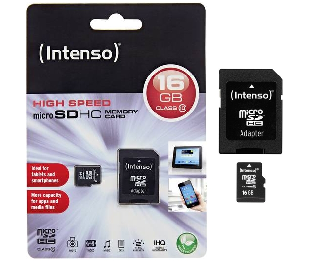 16gb-intenso-64-520-00898 16GB SD Karte Micro SDHC Speicherkarte mit SD-Adapter Class10