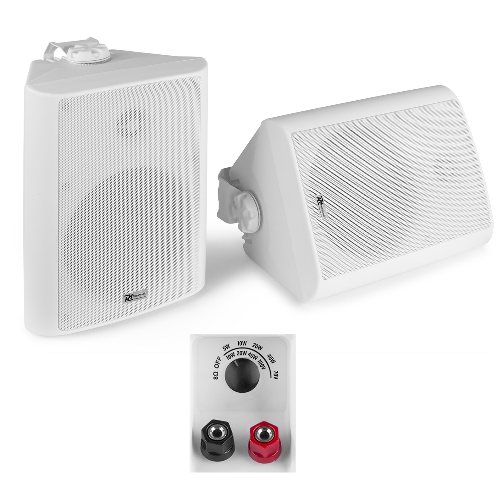 Wandlautsprecher 2x150W 2wege Weiss Montagebügel 8-ohm oder 100V Leistungsteller IPX5 Wandlautsprecher 2x150W 2wege Weiss Montagebügel 8-ohm oder 100V Leistungsteller IPX5