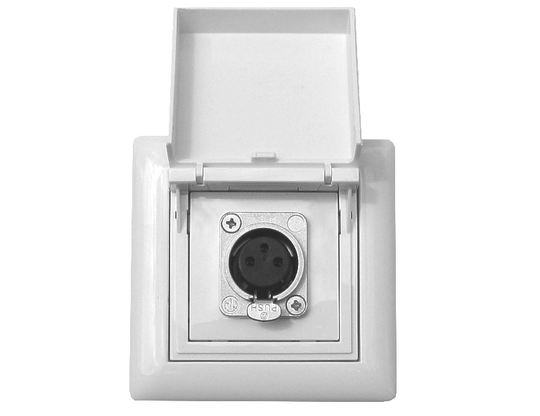 XLR-Dose-mit-Klappe-2017 XLR Dose mit Klappe UP mit 3pol XLR Buchse D-Type Einsatz