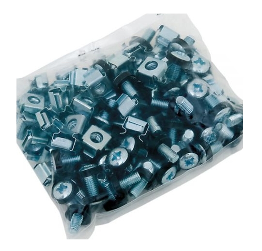 85-752-00110_19zoll_Schraube Käfigmutter M6 mit 14mm Schraube und Kratzschutz 50er-Pack