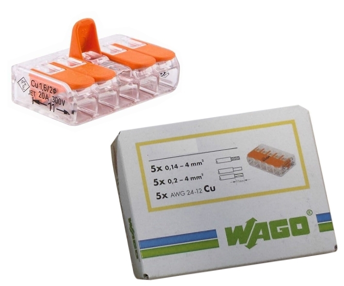 WAGO Klemme 5-Leiter COMPACT 25er-Pack Kabelverbinder Leiterklemme Dosenklemme