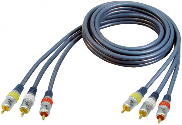 3m Cinchkabel hochwertig 3-adrig HighEnd Qualität mit Metallstecker 3m Cinchkabel hochwertig 3-adrig HighEnd Qualität mit Metallstecker