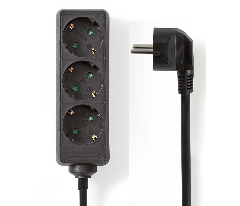 39-849-00018_3fach_Steckdose_5m_Kabel_OK Steckdose 3-fach Steckdosenleiste mit 5m Kabel Schwarz