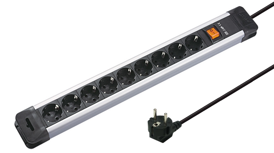 9fach_Steckdosenleiste_anschraubbar_39-849-00125-Neu Steckdose 9-fach Steckdosenleiste 16A mit Netzschalter und Befestigungsösen