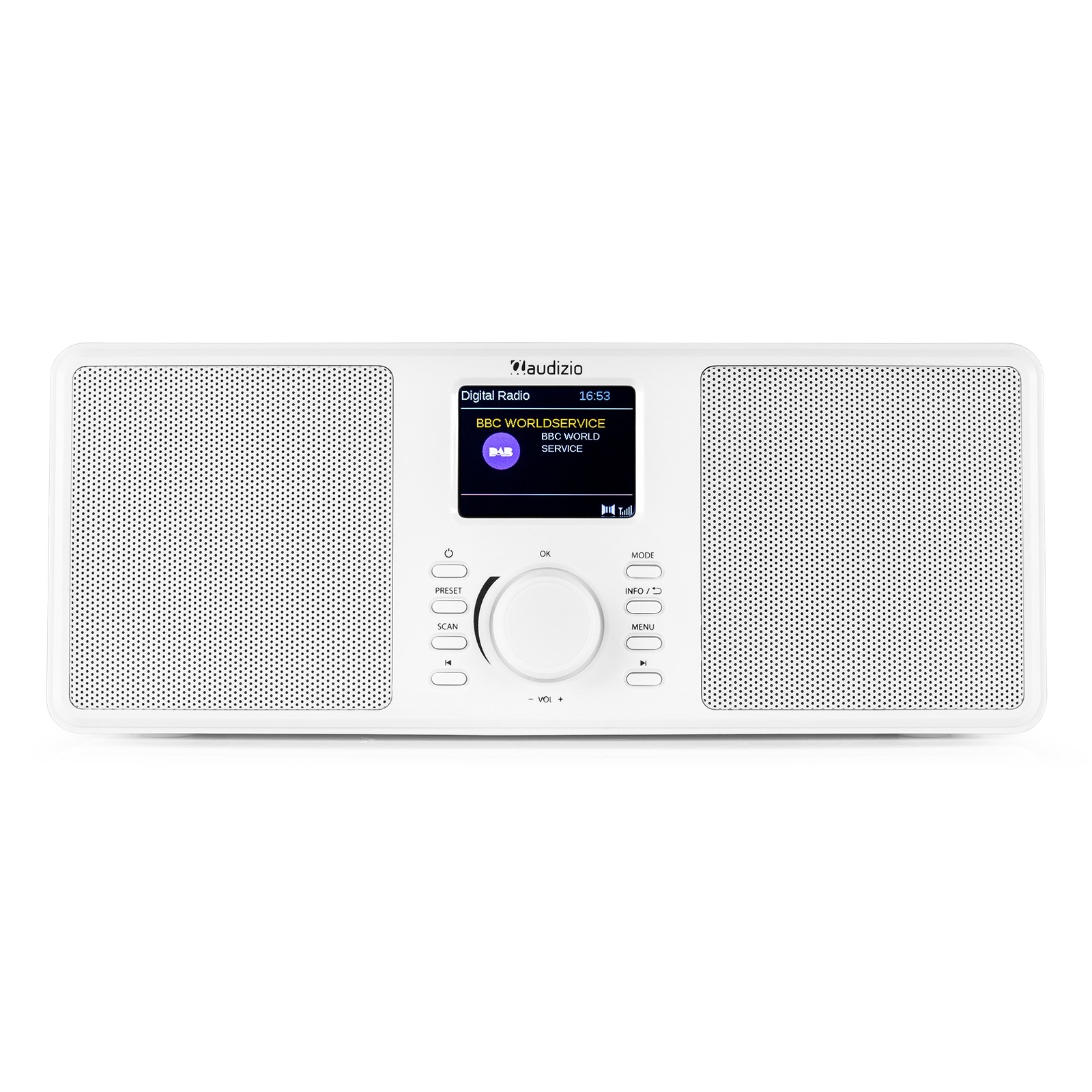 Musikanlage mit Bluetooth Radio DAB+ UKW Wecker 50Watt Musikleistung Weiss