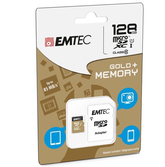 64-520-01019_128gb_microSD 128GB SD Karte Micro SDXC Speicherkarte GOLD mit SD-Adapter Class10