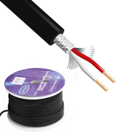 42-686-00580_Mikrofonkabel_Black 100m Mikrofonkabel 2x0,22qmm Schwarz 6mm geschirmtes NF-Kabel