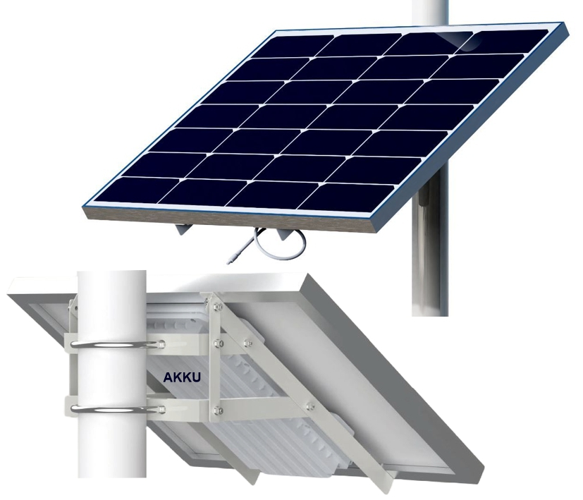 Autarkes Solarsystem 12V 100W mit 50Ah Lithium-Akku Stromspeicher Mastbefestigung Solarzellen Generator Solarpuffer