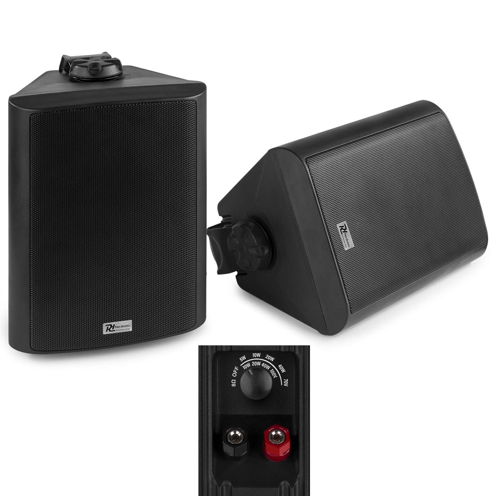 Wandlautsprecher 2x150W 2wege Black Montagebügel 8-ohm oder 100V Leistungsteller IPX5 Wandlautsprecher 2x150W 2wege Black Montagebügel 8-ohm oder 100V Leistungsteller IPX5