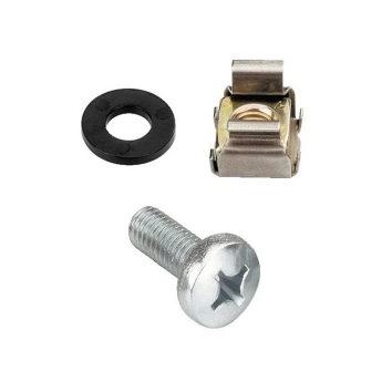 85-752-00120-Kaeffigmutter-2015 Käfigmutter M5 mit Schraube und Kratzschutz für 482mm ( 19zoll Gehäuse )