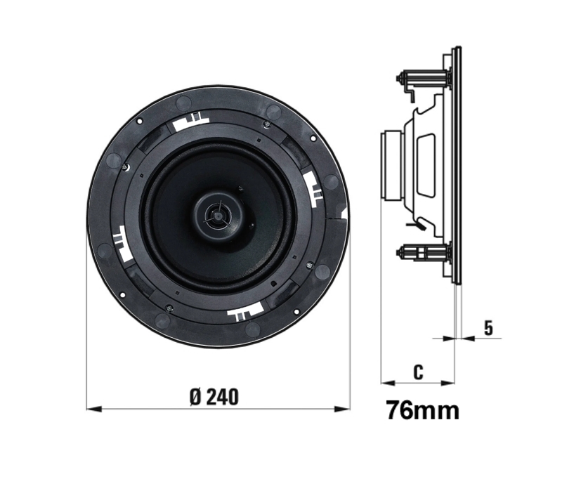 88-500-01500_m240_2wege_Deckenlautsprecher_Zeichnung