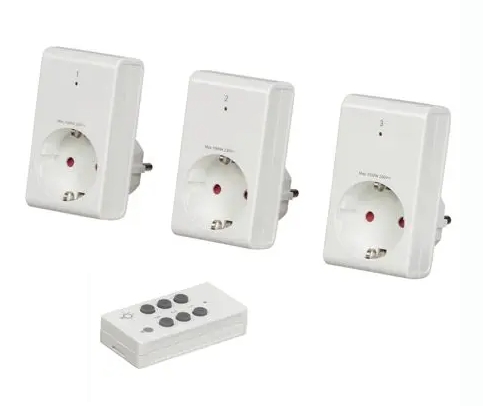 99-100-02535_Funksteckdose_3er_SET Funksteckdose 3xSteckdose Weiss plus 1xFernbedienung
