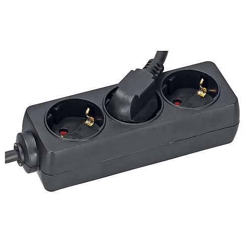 39-849-00060_steckdosenleiste_Schwarz Steckdose 3-fach Steckdosenleiste Schwarz