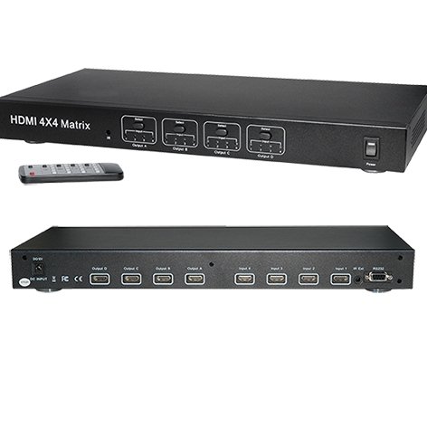 4x4-HDMI-Matrix-53-680-0326_2020 4x4 HDMI Matrix 4x4 HDMI Umschalter 4x In auf 4x Out HDMI Matrix 19zoll tauglich RS232 Fernbedienung