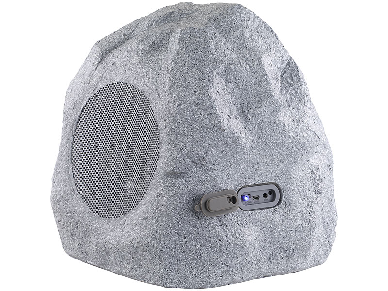 Bluetooth_Steinlautsprecher_88-860-05020_B7 Gartenlautsprecher Bluetooth Lautsprecher mit Akku und AUX USB Anschluss