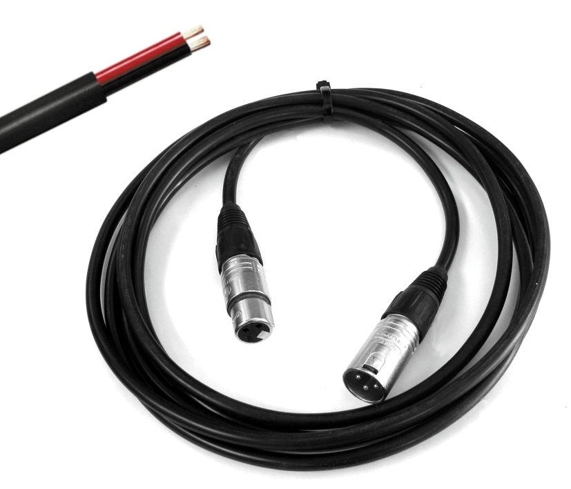 10m XLR Lautsprecherkabel 2x1,5qmm XLR-Stecker auf XLR-Kupplung + NICHT GESCHIRMT