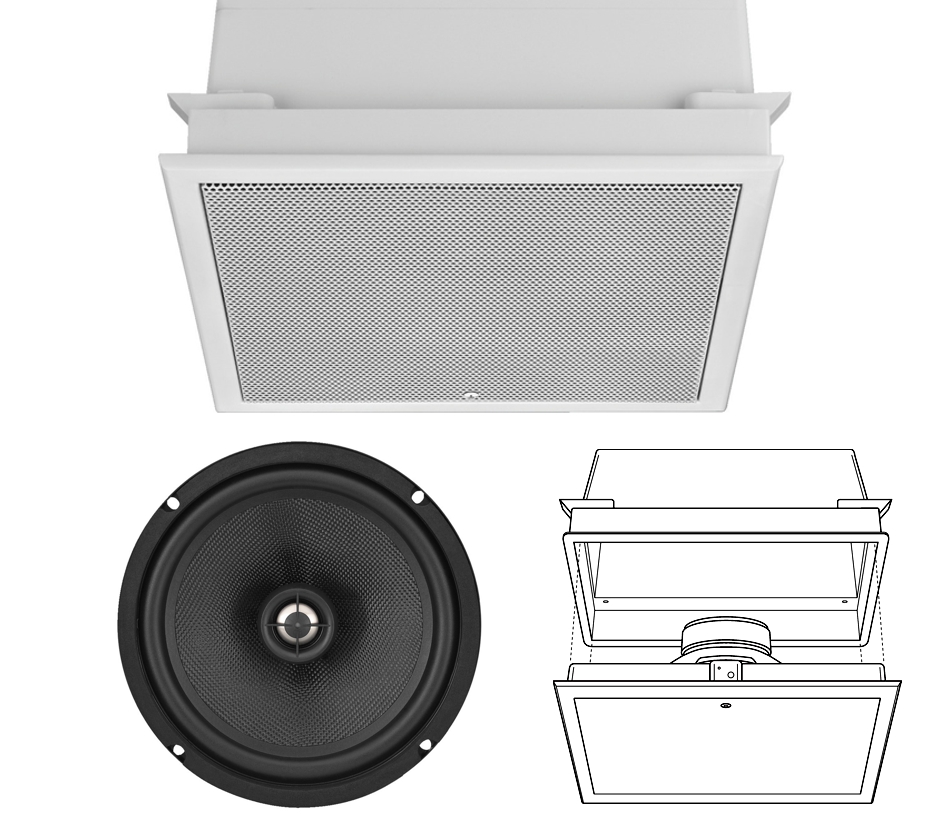 250x250mm Deckenlautsprecher 60W 8ohm 2wege HiFi SPE8U mit Schutzdeckel 250x250mm Deckenlautsprecher 60W 8ohm 2wege HiFi SPE8U mit Schutzdeckel