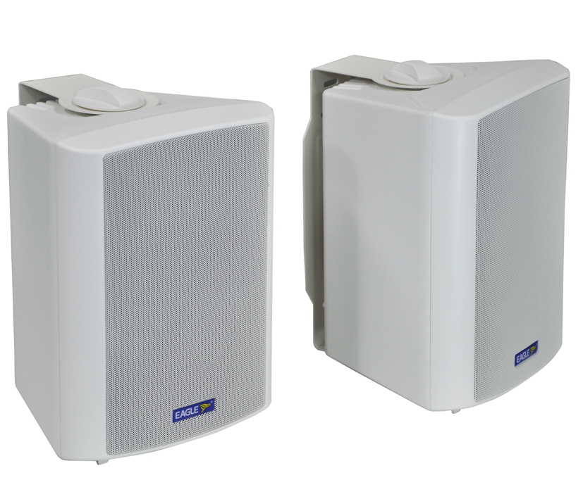 Wandlautsprecher 2x120W 8-Ohm 2-wege Weiss mit Metallbügel H-295mm -- Paar -- Wandlautsprecher 2x120W 8-Ohm 2-wege Weiss mit Metallbügel H-295mm -- Paar --