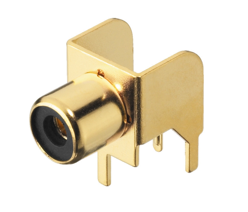 Cinchbuchse Einbaubuchse vergoldet Platinenversion gewinkelt PCB