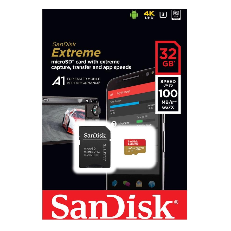 64-520-00897_32GB_Sandisk 32GB SD Karte Micro SDXC Speicherkarte mit SD-Adapter V30 UHS Speedclass