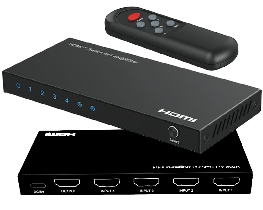 HDMI Switch 4xIN auf 1xOut HDMI Umschalter 4K 2K 3D HD mit Fernbedienung