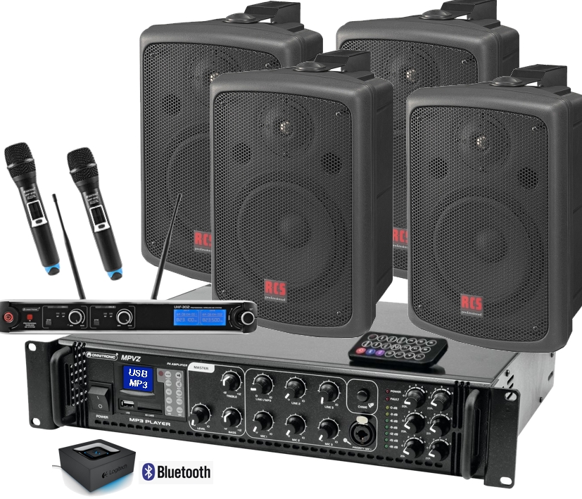 set34A_ab_04-2022 Lautsprecheranlage Set-34A (12-teilig) mit 2x Funkmikro USB-MP3 Player und Bluetooth